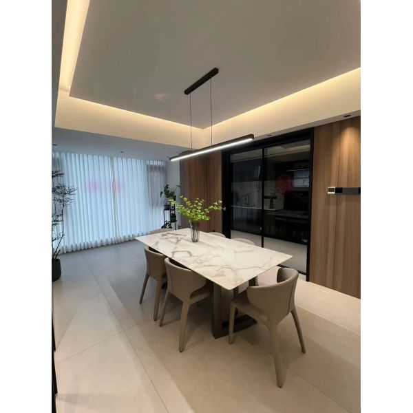 Luxury Long Marble Dining Table in Oyster White with Pink and Gray Veins for Elegant Indoor Decoration