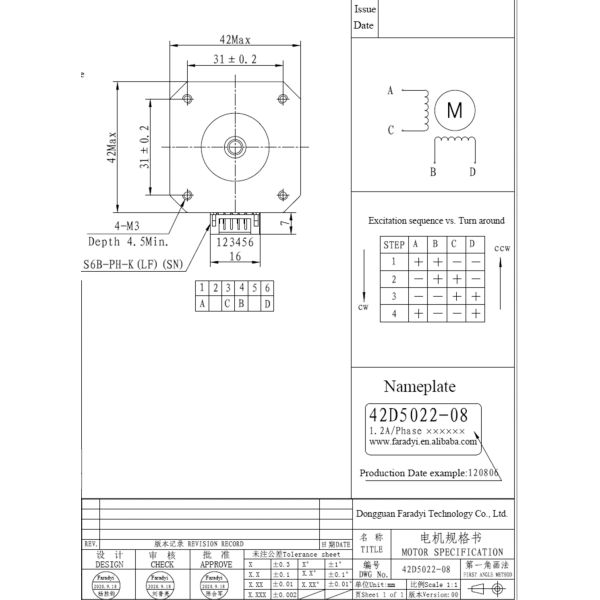 Faradyi High Precision Two Phase 1.8 Degree Screw Stepper motor High Torque For Engraving Machine