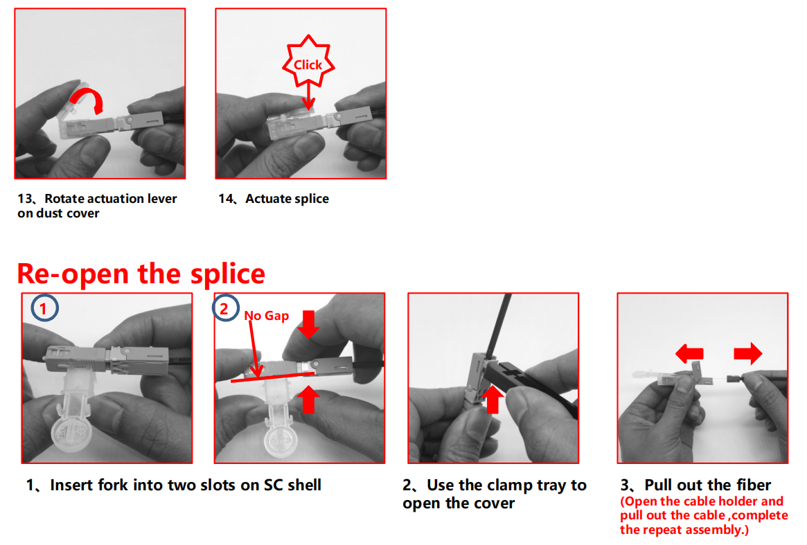 55mm/60mm Length Electronic Tablet FTTH Field Assembly Optical Fiber Optic SC UPC APC Fast Connector