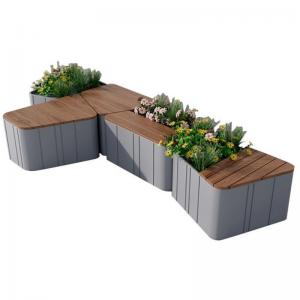 China Modern Wooden Garden Bench With Planters Comfortable Patio Bench Hairline on sale