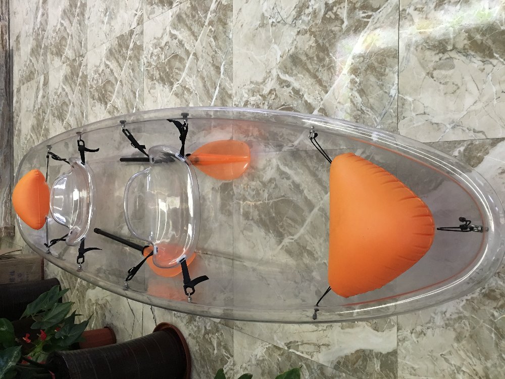Double Polycarbonate Plastic Crystal Clear Canoe Kayak For Two Person