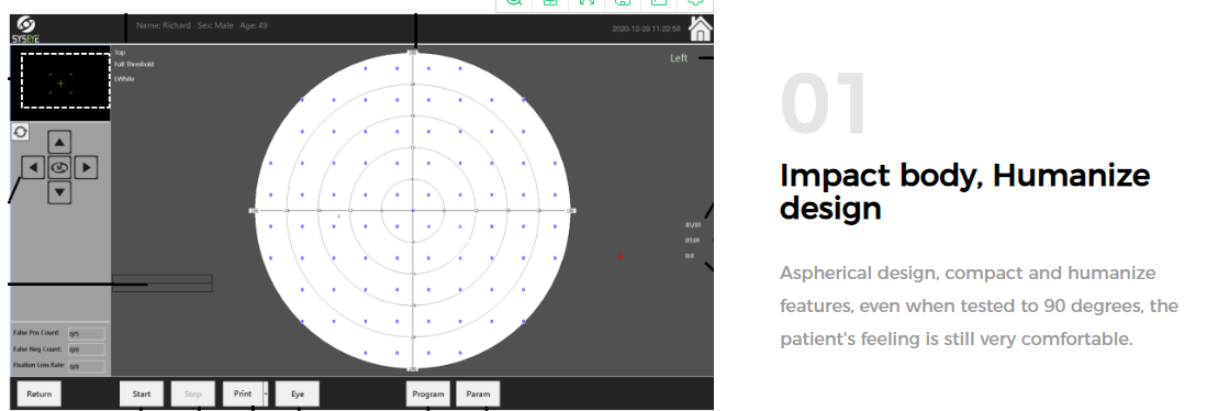 200ms Ophthalmic Projection Perimeter Instrument Abundant Inspection Modes