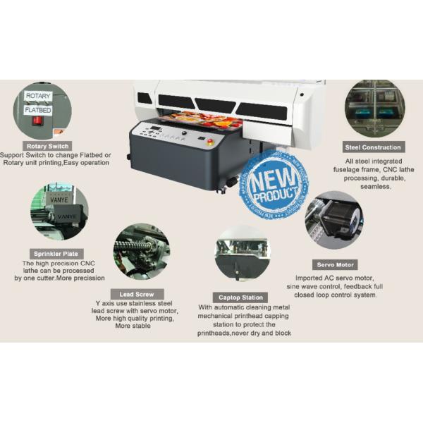 A2 Digital Flatbed LED UV Printer , Small Business Cylinder Printing Machine