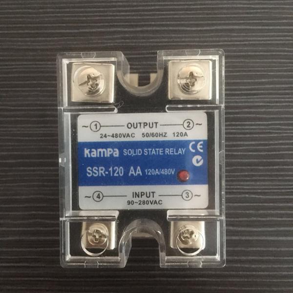 Single Phase Relay 120A AC to AC SSR Input 90-280 VAC Control Output 24-480VAC Black Color Solid State Relay(SSR-120AA)