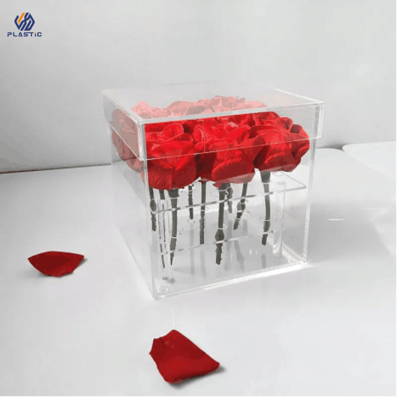 Home Organization Flower Rose Acrylic Storage Box Easy Clean Customized Thickness