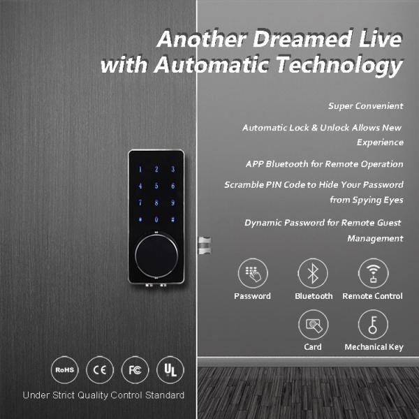 APP Control Remote Front Door Lock , Smart Bluetooth Self Locking Door Lock