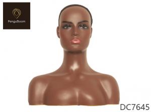 China Full Bust Bald Mannequin Head With Shoulders 53cm Head Circumference on sale