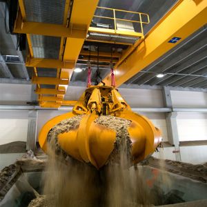 Buy cheap Double Girder Overhead Crane With Hydraulic Grapple Grab Bucket product