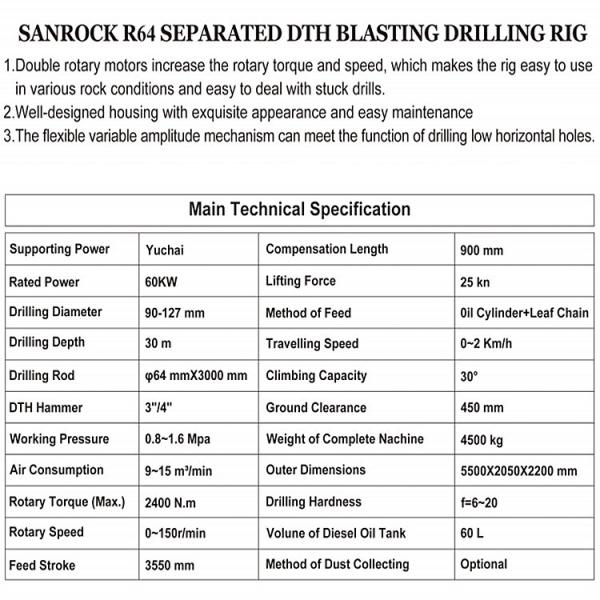 Hydraulic Blast Hole 30m Deep DTH Drilling Machine Mining Machinery Crawler Drilling Rig