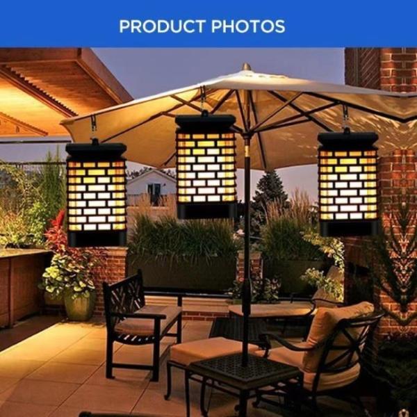 Waterproof Outdoor Solar Flame Hanging Lanterns LED Light Source IP54