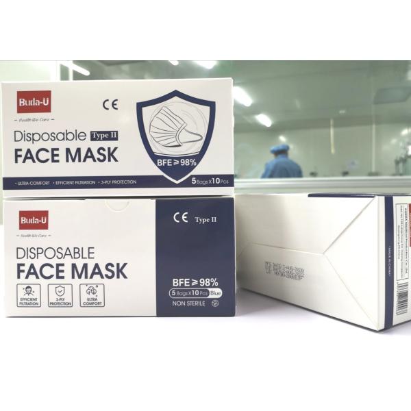ASTM Level 2 Disposable Medical Protective Mask , FDA Certification And Device Listed , BFE≥98%