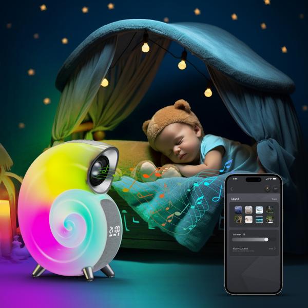 Wireless Charger with Alarm Clock Digital App Control RGB Light Wireless Speaker