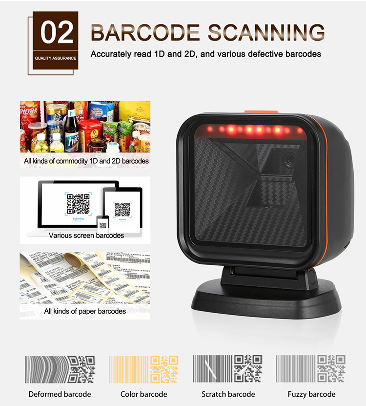 Professional Manufacturer OEM 1d 2d Omnidirectional Platform Usb Barcode Reader Scanner POS