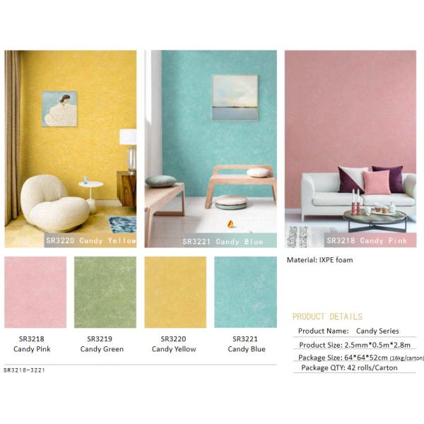 Multiple Colors Odorless Self Adhesive Pe Foam Wallpaper For Home Decoration