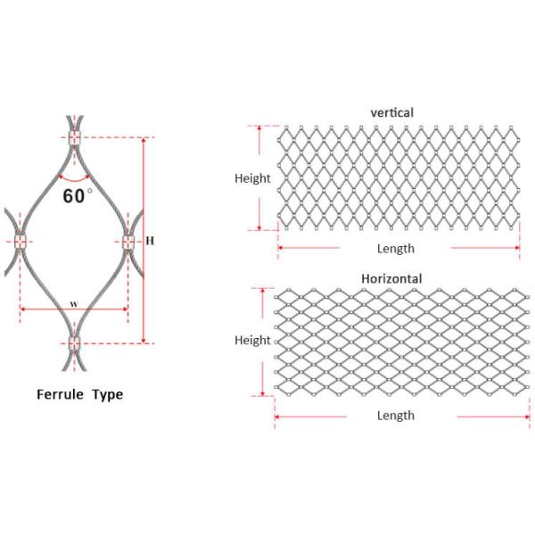 PVC Coated Ferrule Type Stainless Steel Cable Mesh 7x7