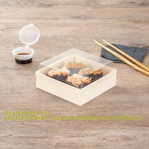 17 Ounce Square Straight Wooden Containers - Containers Sold Separately, Clear