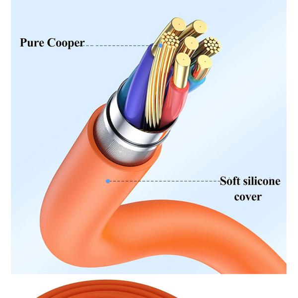 180 Degree Rotating Fast Charging 120w 6A Silicone USB Micro Type C Cable for Android Mobile Phone