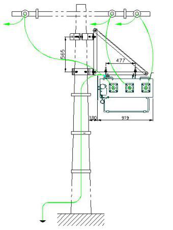 Electrical SF6 Gas Insulation Pole Mounted Switch , 3 Phase Linkage High Voltage Switch