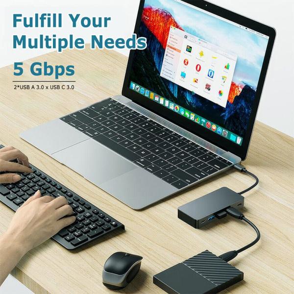 4K 30Hz Dual HDMI USB 3.0 Adapter Docking Station 7 In 1 Multiport USB C Type C Hub