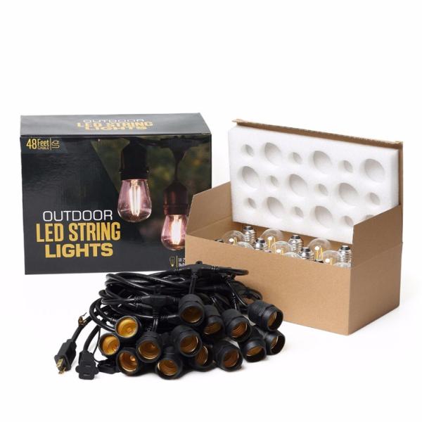 Decoration Light 48 FT LED Outdoor String Lights S14 Bulb String Light by Proxy Lighting - UL Listed for Parties, Weddin