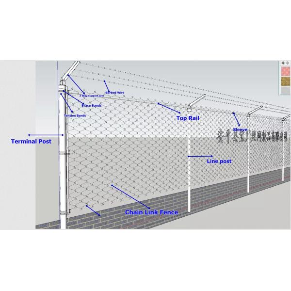 Diamond Pattern Chain Link Security Fence / Durable Hurricane Fence Panels
