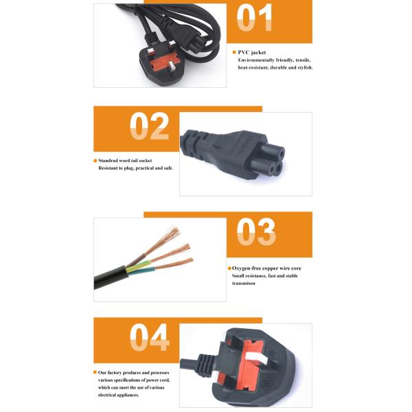 AC 15amp UK Power Cord 240V IEC C5 Female End CEE 7/7 Schuko Plug With 3 Plug