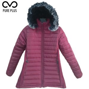 Windproof Ladies Light Padded Jacket , Metallic Womens Down Jacket Long Hoodies