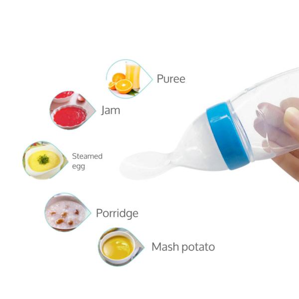 Solid Fresh Baby Bottle With Spoon , Baby Squeeze Feeder For 4 Months