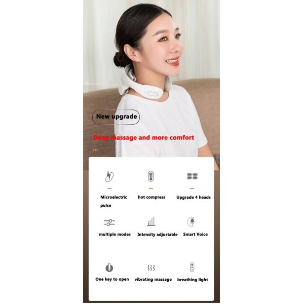 EMS Microcurrent Pulse Smart Electric Neck Massager Heating Therapy Muscle Stimulator