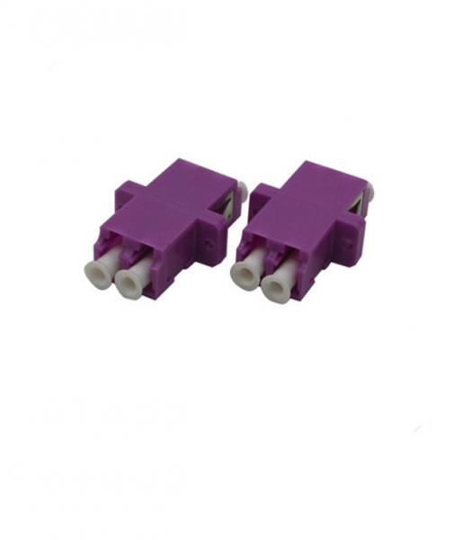 Quality Purple Optical Cable Adapter / OM4 LC Duplex Adapter With Clips Small Size for sale