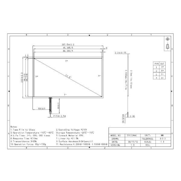 17" 17.3" 18.4" 4 Wire Resistive Touch Panel