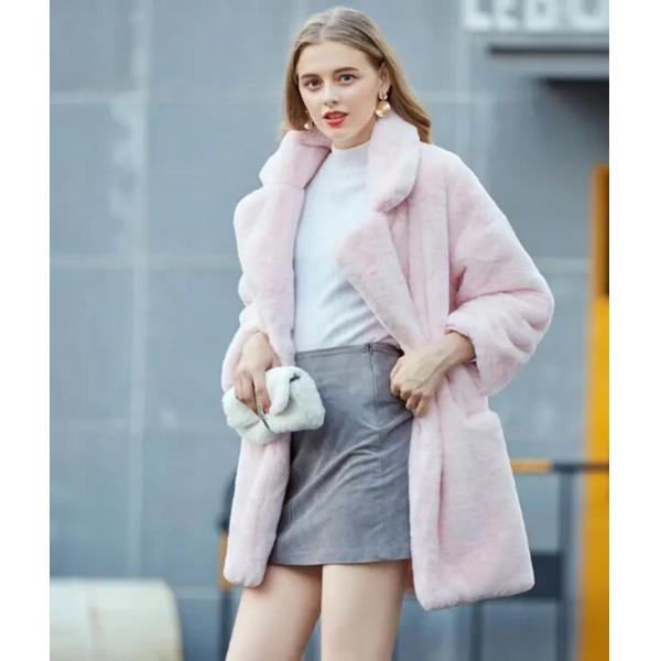 Winter Custom Long Sleeves Faux Fox Fur Coat Faux Rabbit Fur Women Long Faux Fur Coat for Ladies