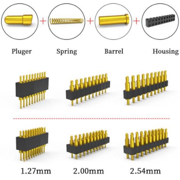 Double Row Pogo Pin Connector 2.54mm Pitch Spring Pin Connector 16pin