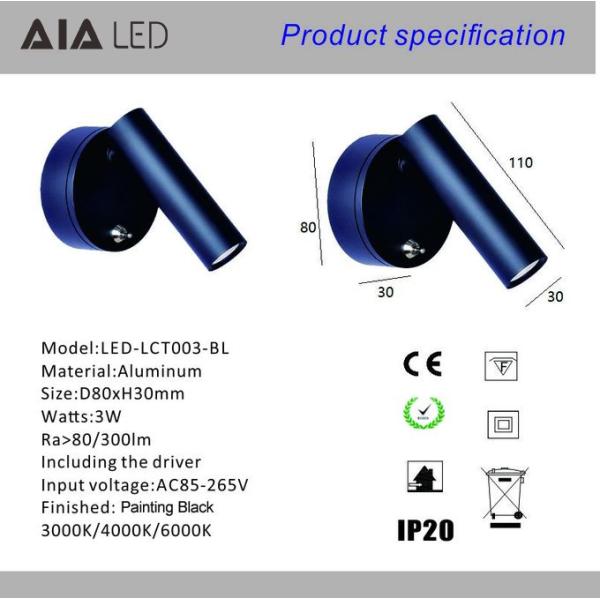 Nordic hotel headboard wall light round surface mounted LED reading wall lamp bed wall light with switch