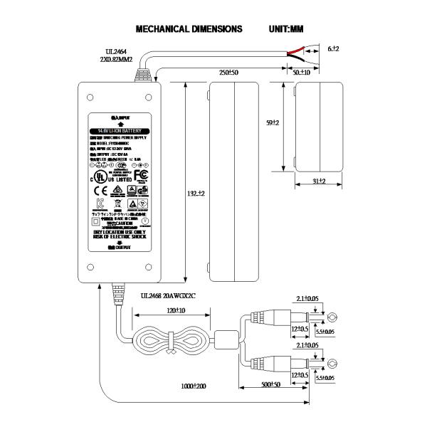 Power Supply Portable Battery Chargers 14.6V 4A- DC-DC FY1504000DC , CE RPHS Approved