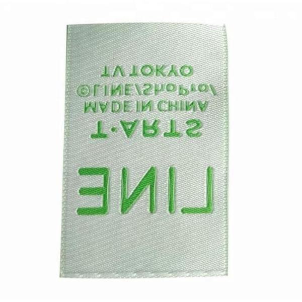 PMS Color Folded Woven Labels Recycled For Garment , Woven Dress Labels