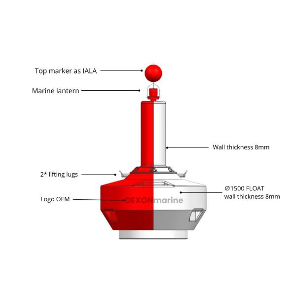 OEM 1500mm Ocean Marker Buoy Navigation Buoy For Marine Safe Channel Marking