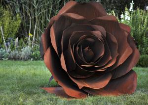 Buy cheap Rose Flower Corten Steel Sculpture , Rusted Metal Garden Sculptures product