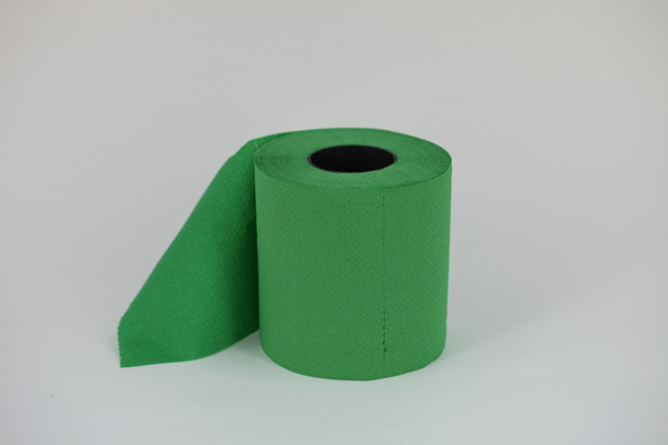 Solid green toilet tissue roll