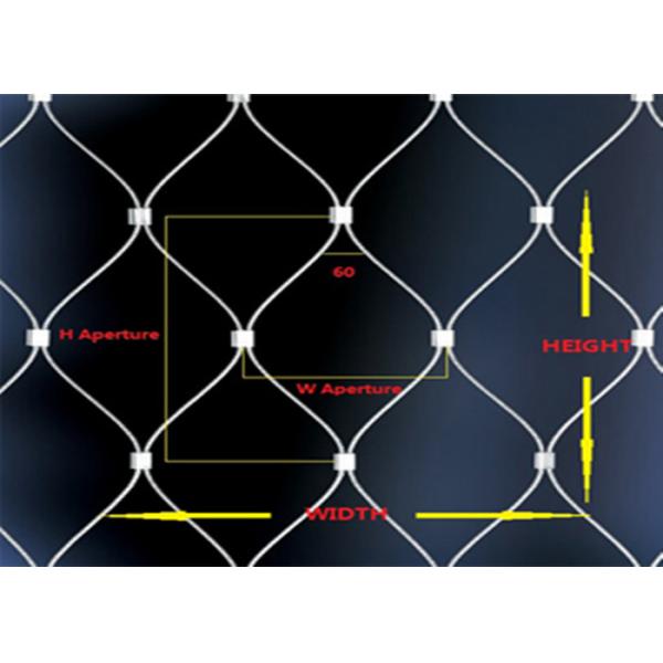 Stainless steel wire rope mesh in diamond pattern