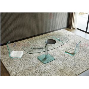 Buy cheap Extendable Flexible Multifunctional Dining Table With Two Leaf Glass Top product