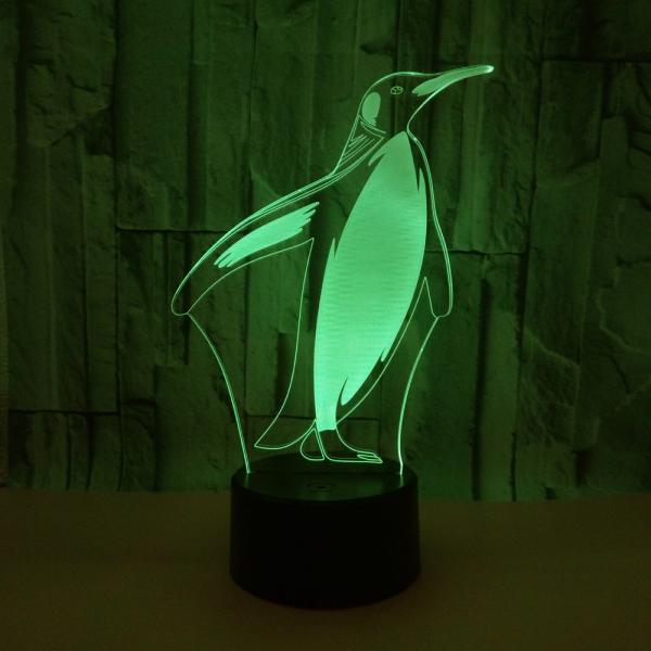 OEM animal picture logo Penguin 3D LED night light Colorful touch remote gift 3D small table lamp