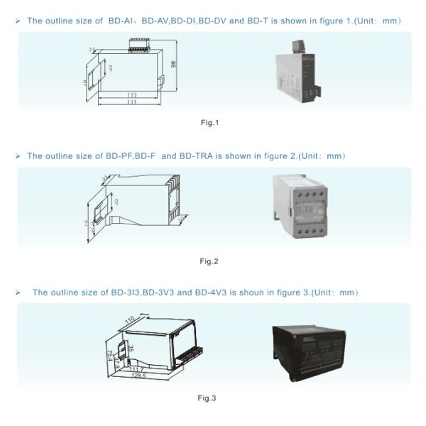 Acrel BD-3I3 Series Current Transmitter 3 Phase Current Isolate And Transmit 3 Analog Output Fix To Cubicle With Bolt