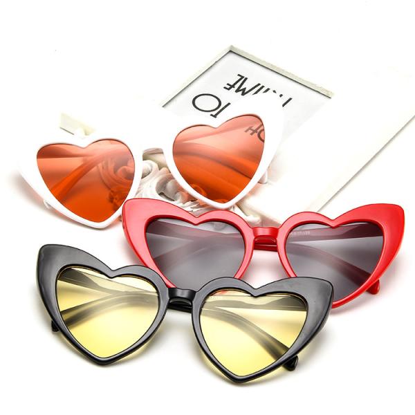 Plastic Designer Female Lady Fashion Heart Sunglasses Multi Colors 155MM