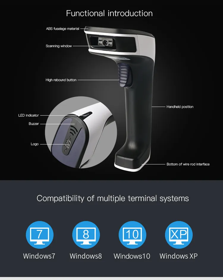 DS5600 1D Barcode Scanner USB 300 Scans/Sec 3mil Precision