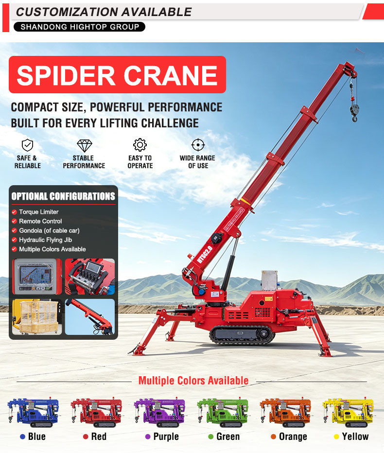 2 Tons Spider Crawler Crane With Rubber Tracked Chassis For Small Spaces