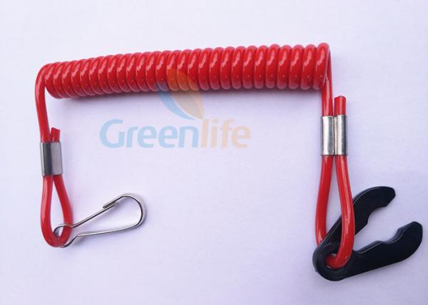 Quality Quick Cut - Out Kill Switch Lanyard Solid Red Spiralled Strap Stretch 1 Metre for sale