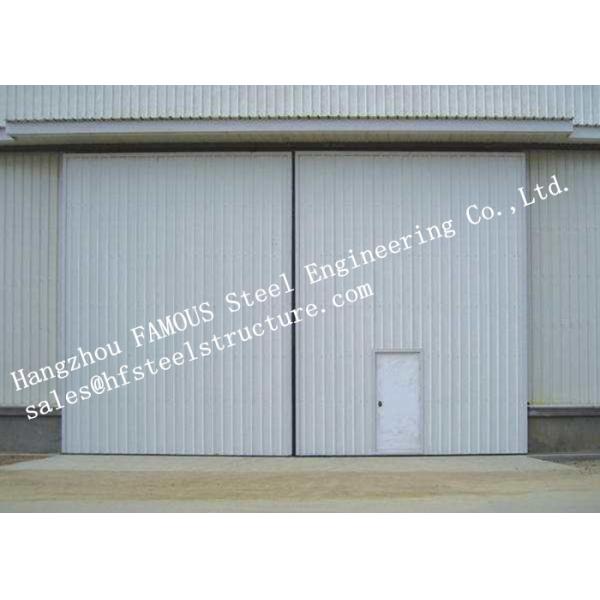 Sectional Horizontal Industrial Sliding Doors With Access Pedestrian Door For