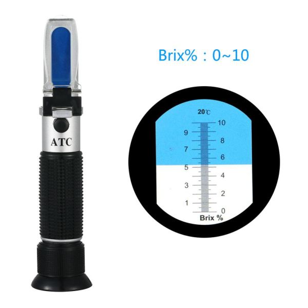Handheld Brix Refractometer with 0-10% Brix Range and Automatic Temperature Compensation for Sugar Testing