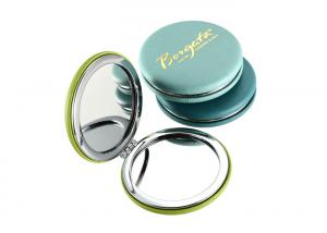 Buy cheap Foldable PU Promotional Compact Mirrors Gold Stamping Pocket Makeup Mirror product
